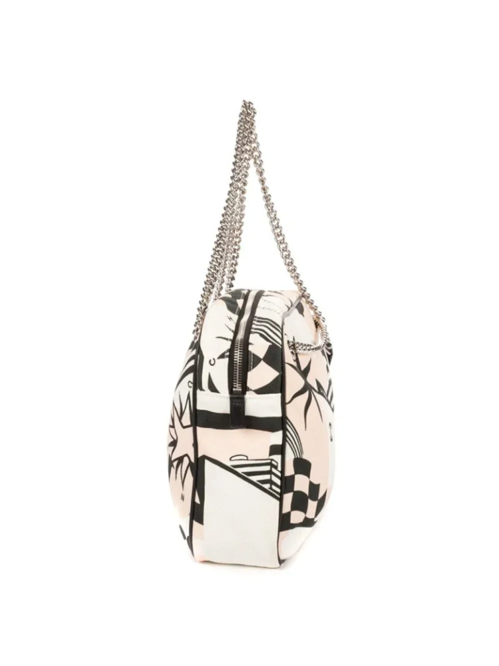 Chanel la Pausa Bay Camera Bag White Black Pink Printed Canvas